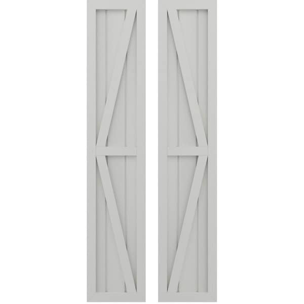 Ekena Millwork Americraft 3-Board Wood 2 Equal Panel Frmd Board-n-Batten Shutters w/Dbl Z-Bar, ARW102BF311X77STH, PR ARW102BF311X77STH - main